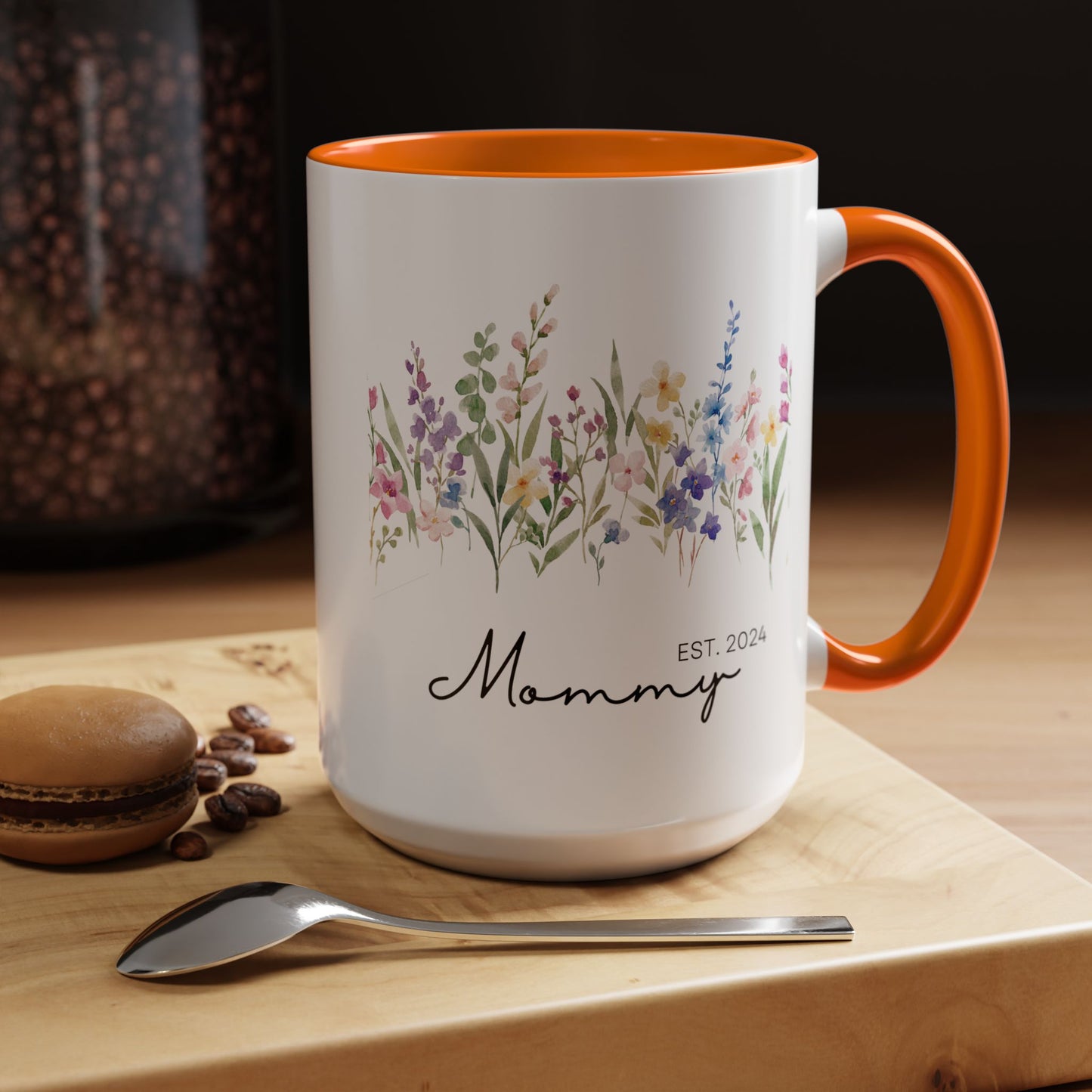 Personalized Mommy Coffee Mug - Floral Design, Perfect Gift for Mother's Day, EST. 2024