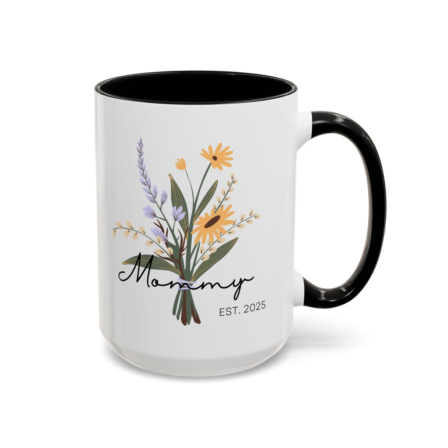 Mommy Est. 2025 Coffee Mug - Floral Design - Perfect Gift for Mother's Day