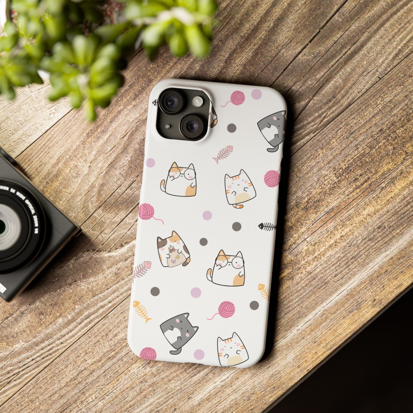 Cute Cat Pattern Slim Phone Case - Perfect for Cat Lovers