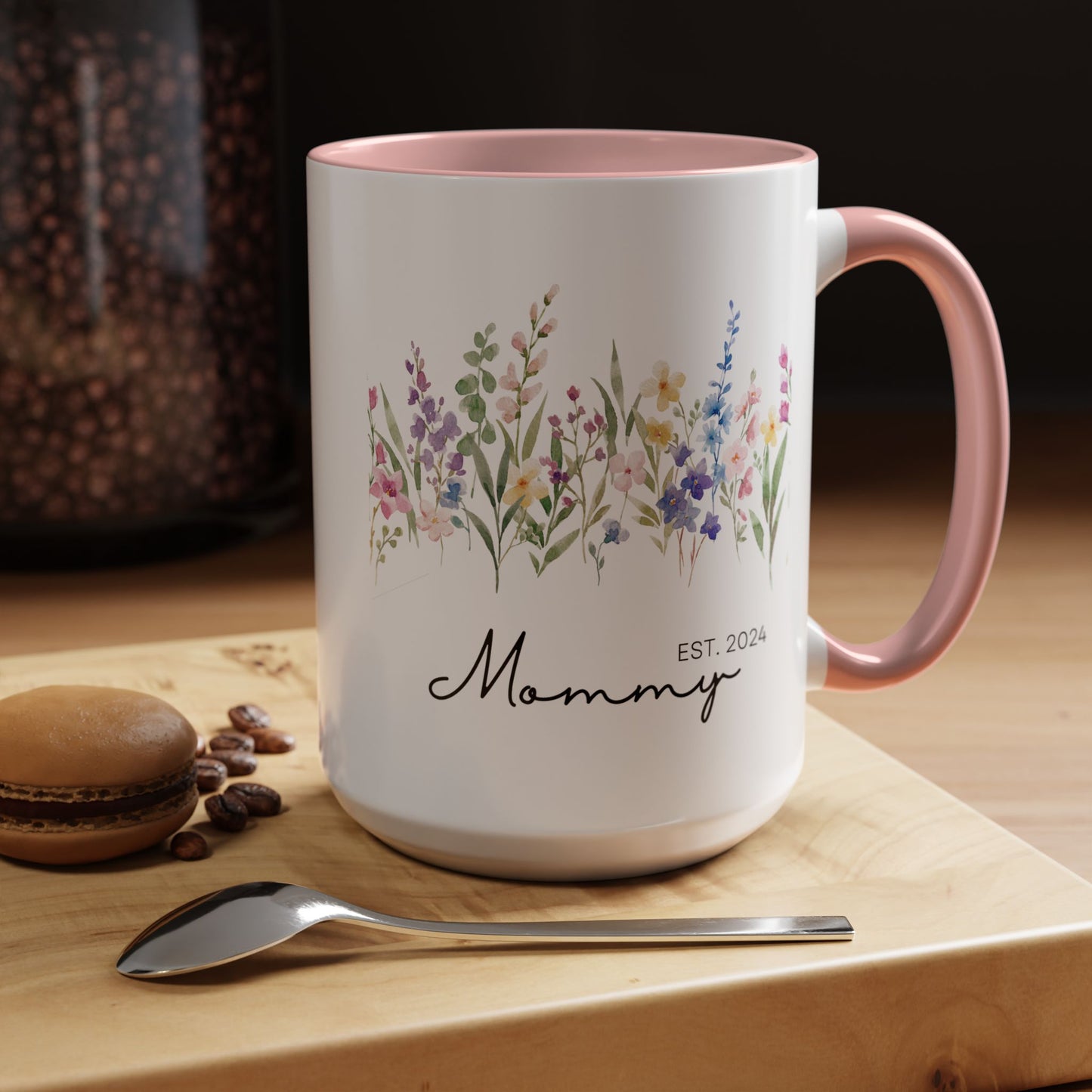 Personalized Mommy Coffee Mug - Floral Design, Perfect Gift for Mother's Day, EST. 2024