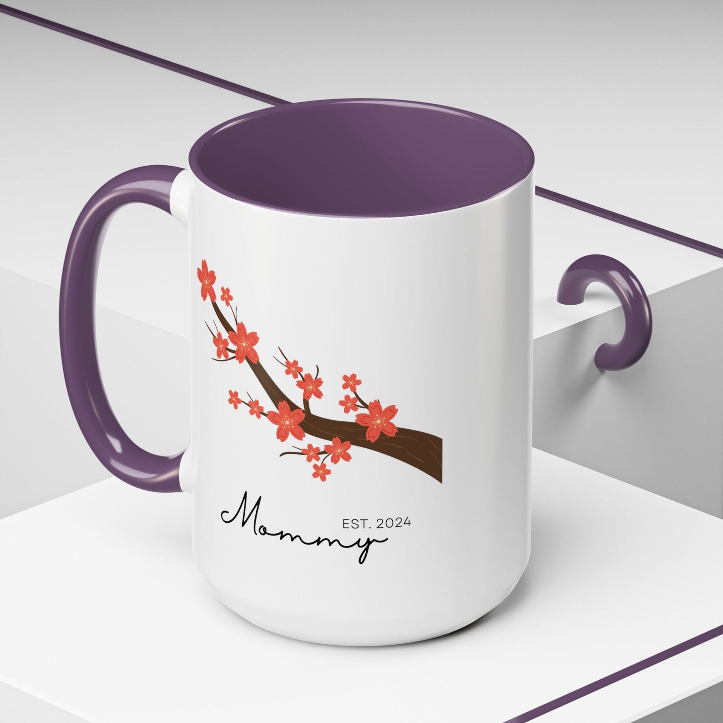 Personalized Cherry Blossom Mommy Coffee Mug - 11oz & 15oz