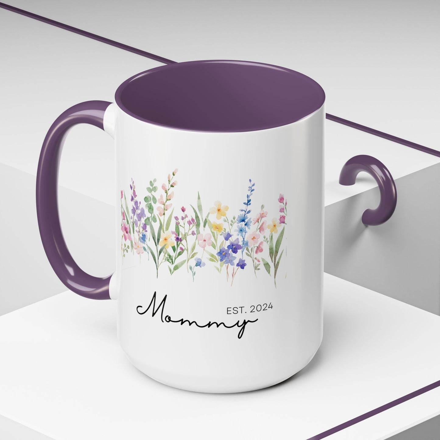 Personalized Mommy Coffee Mug - Floral Design, Perfect Gift for Mother's Day, EST. 2024