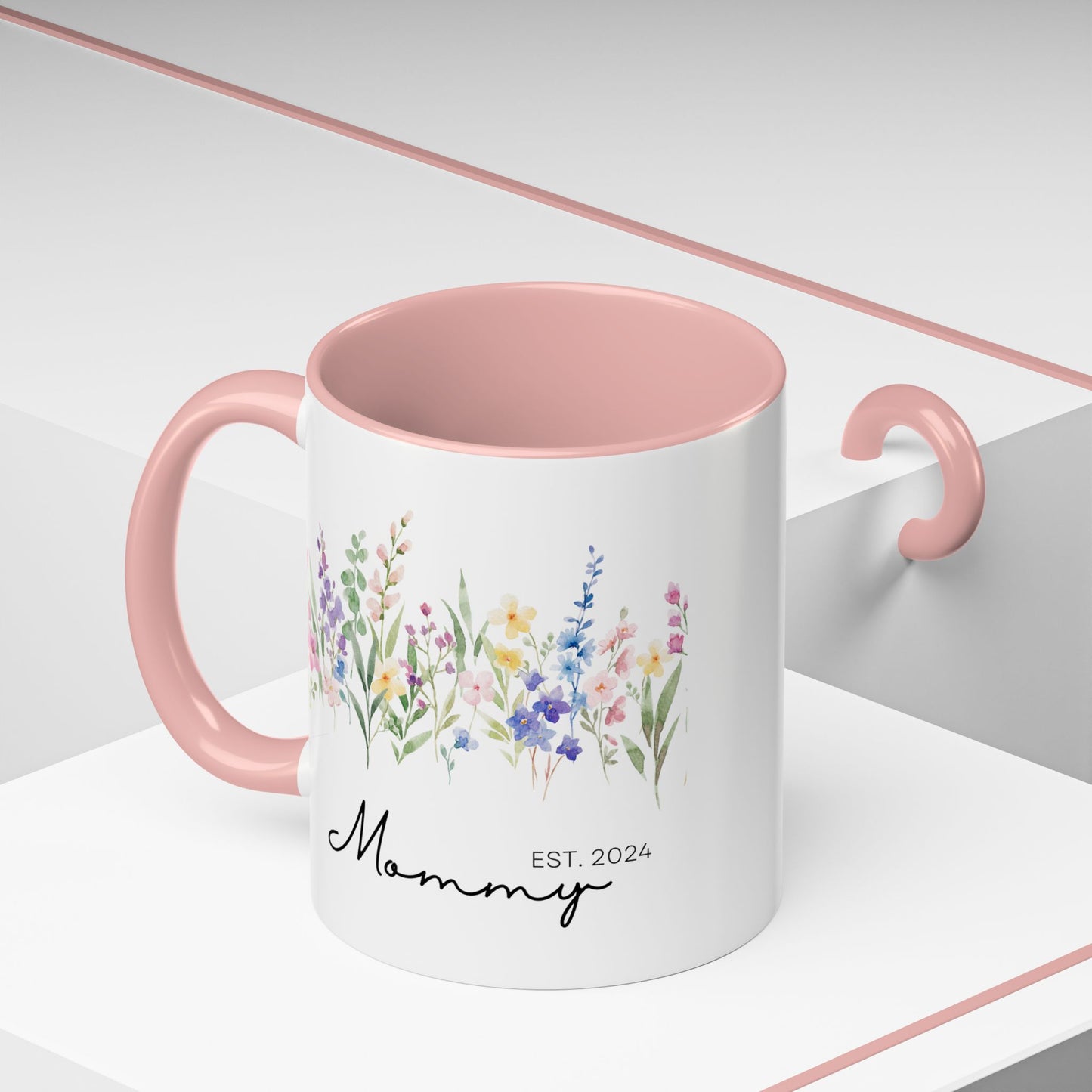 Personalized Mommy Coffee Mug - Floral Design, Perfect Gift for Mother's Day, EST. 2024
