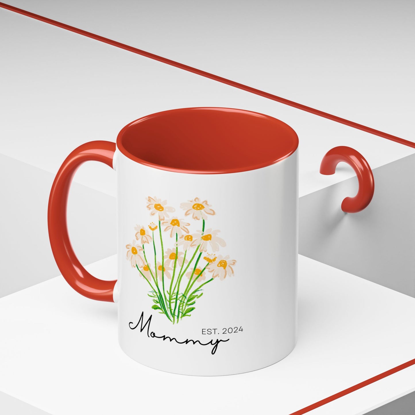 Personalized Mommy Est. 2024 Coffee Mug - Floral Design - Perfect Gift for Mother's Day
