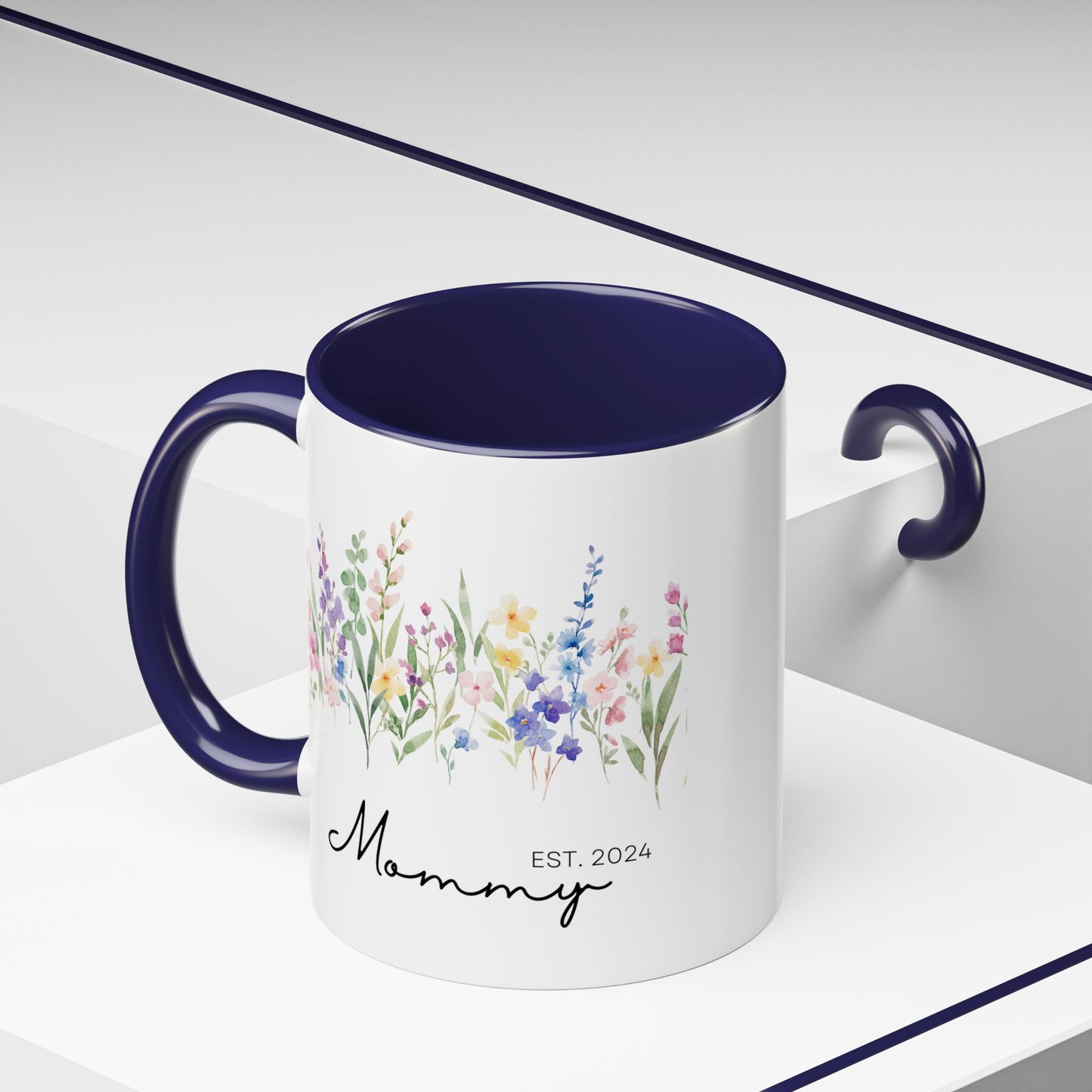 Personalized Mommy Coffee Mug - Floral Design, Perfect Gift for Mother's Day, EST. 2024