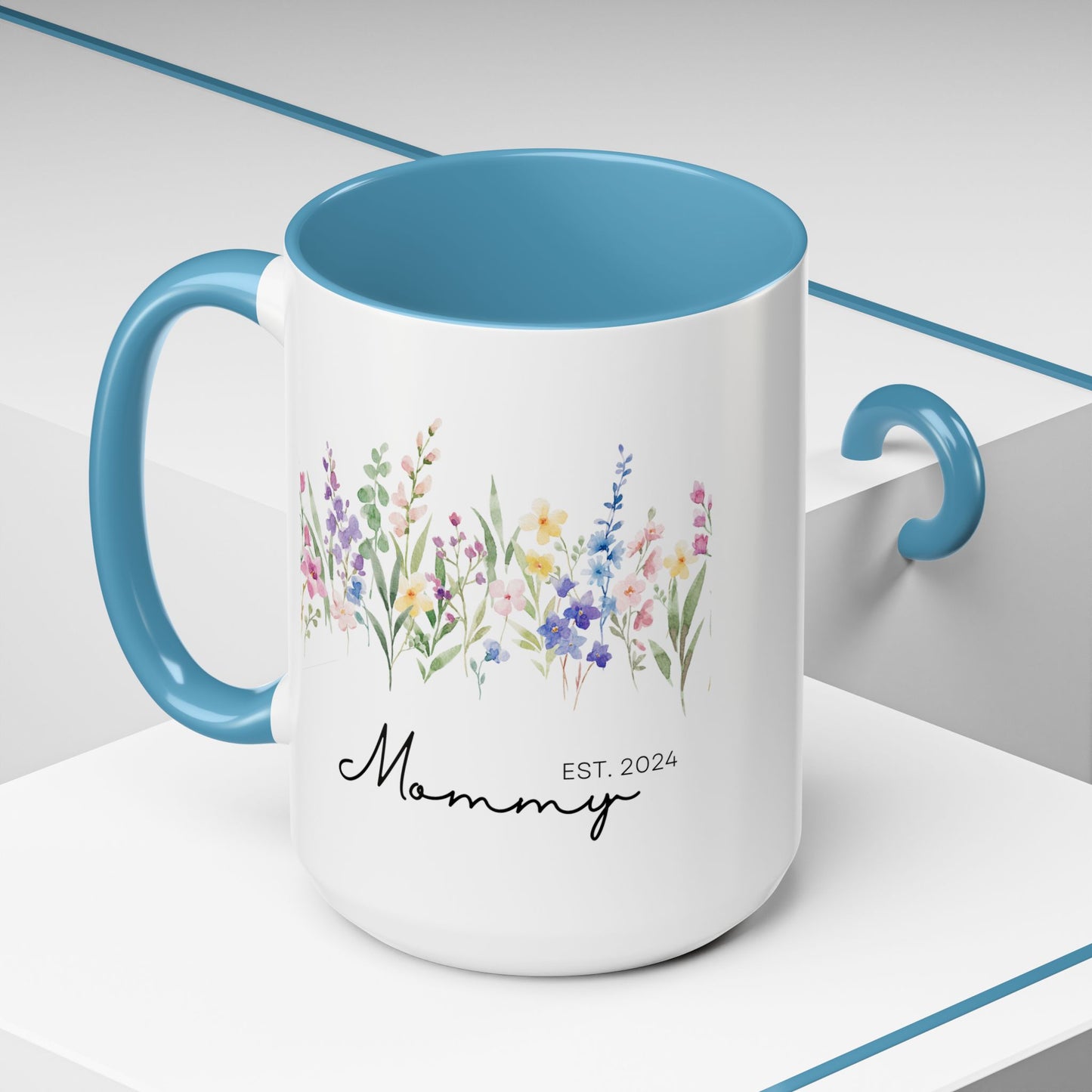 Personalized Mommy Coffee Mug - Floral Design, Perfect Gift for Mother's Day, EST. 2024