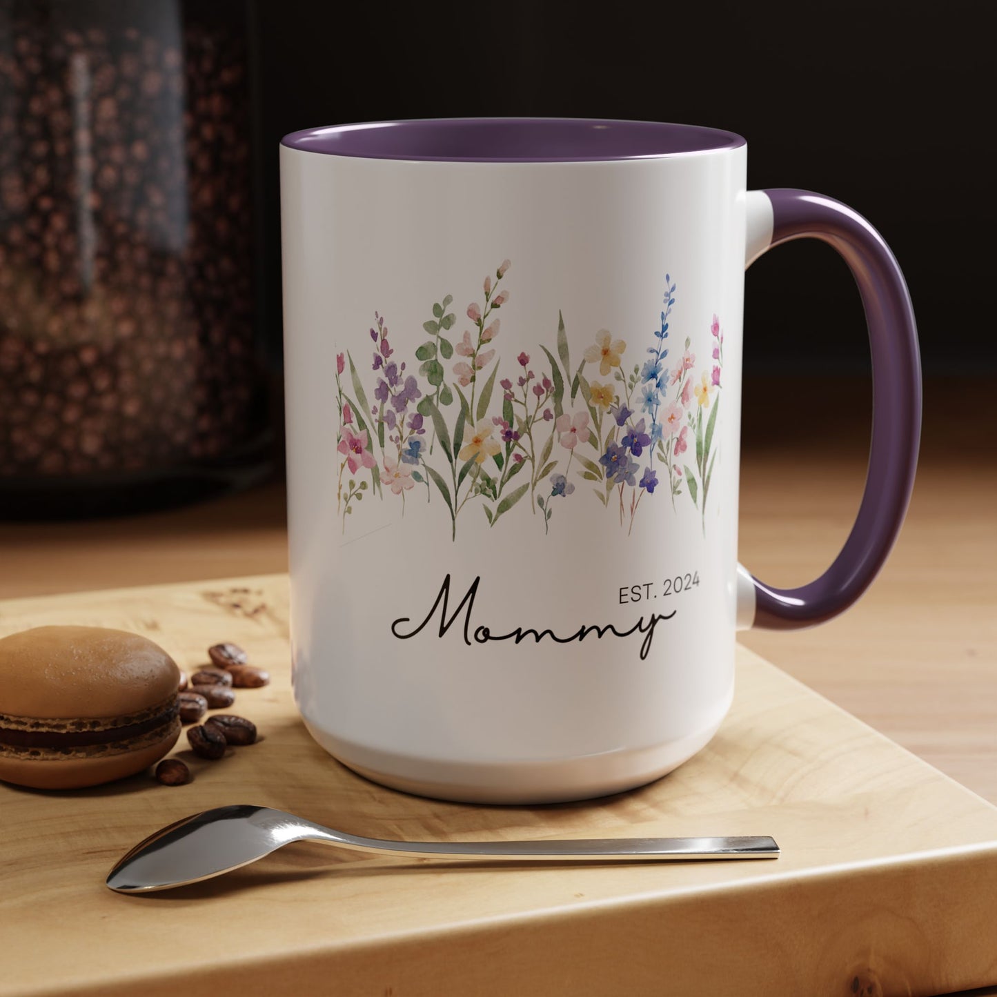 Personalized Mommy Coffee Mug - Floral Design, Perfect Gift for Mother's Day, EST. 2024