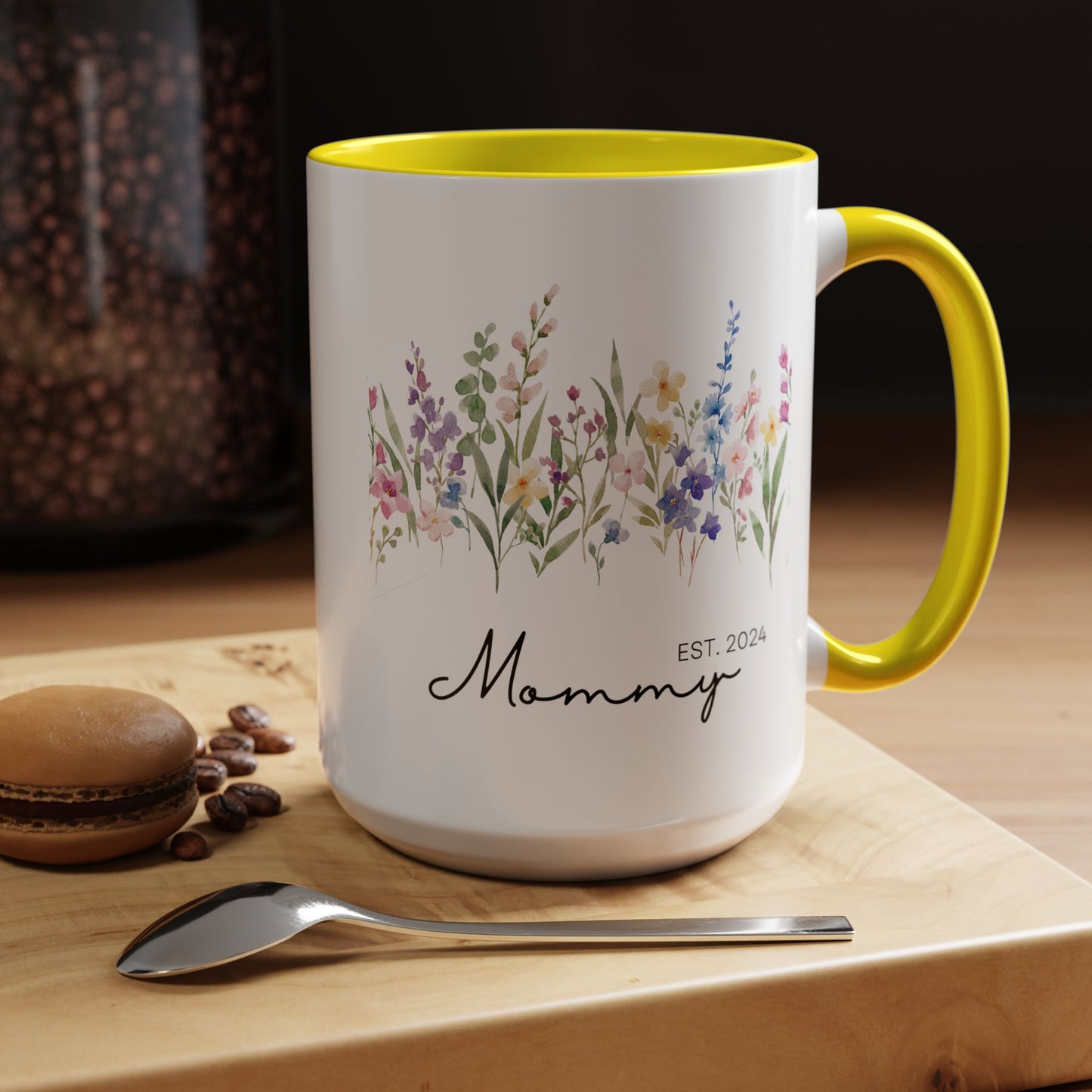 Personalized Mommy Coffee Mug - Floral Design, Perfect Gift for Mother's Day, EST. 2024