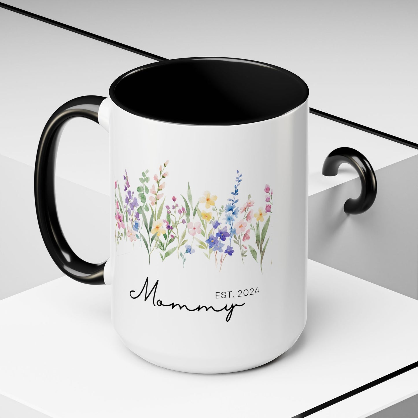 Personalized Mommy Coffee Mug - Floral Design, Perfect Gift for Mother's Day, EST. 2024