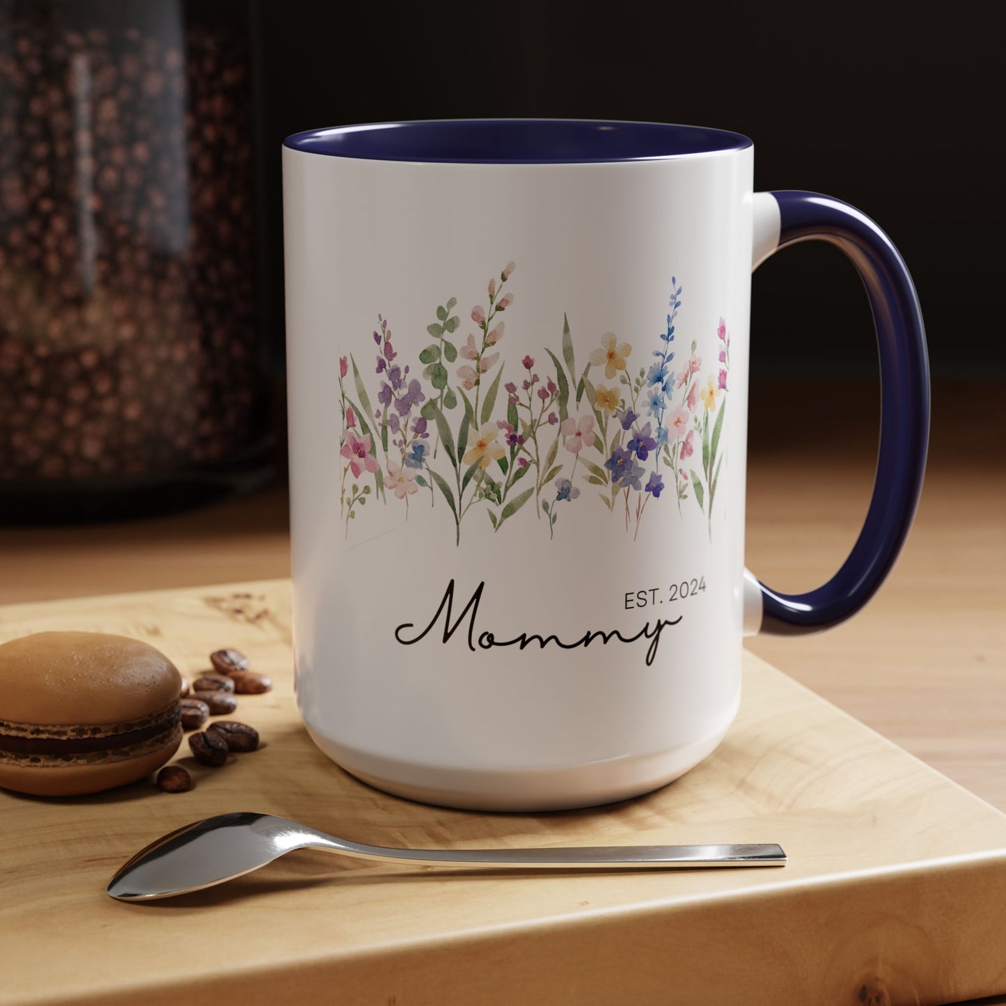 Personalized Mommy Coffee Mug - Floral Design, Perfect Gift for Mother's Day, EST. 2024