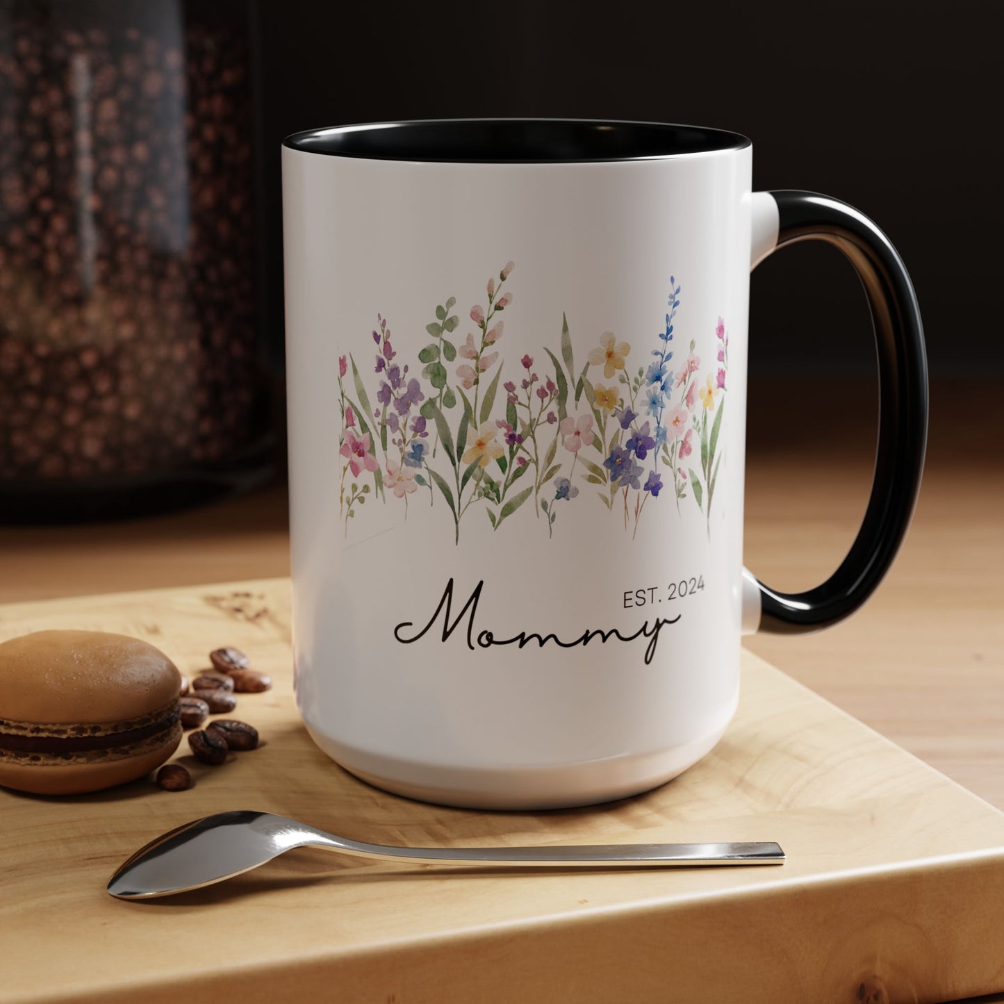 Personalized Mommy Coffee Mug - Floral Design, Perfect Gift for Mother's Day, EST. 2024