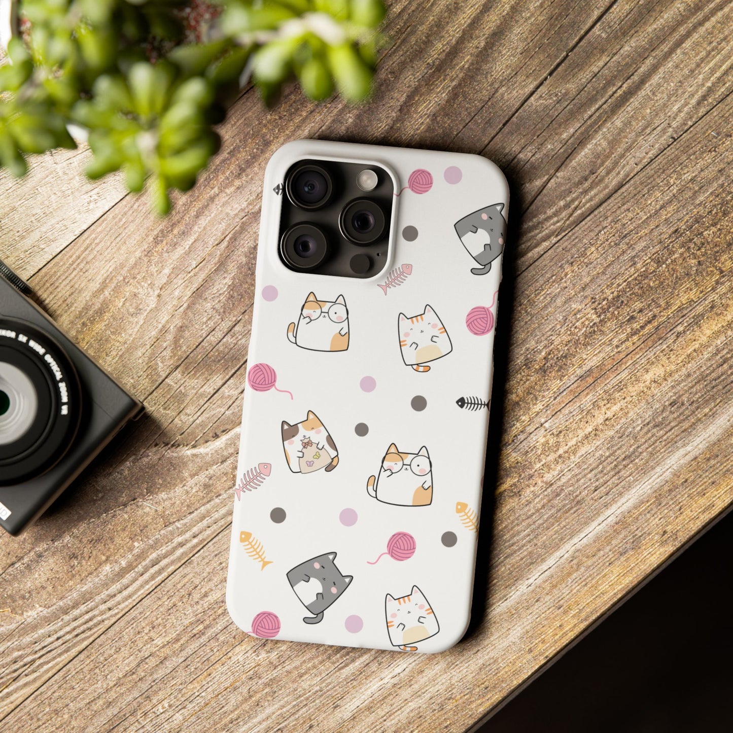 Cute Cat Pattern Slim Phone Case - Perfect for Cat Lovers