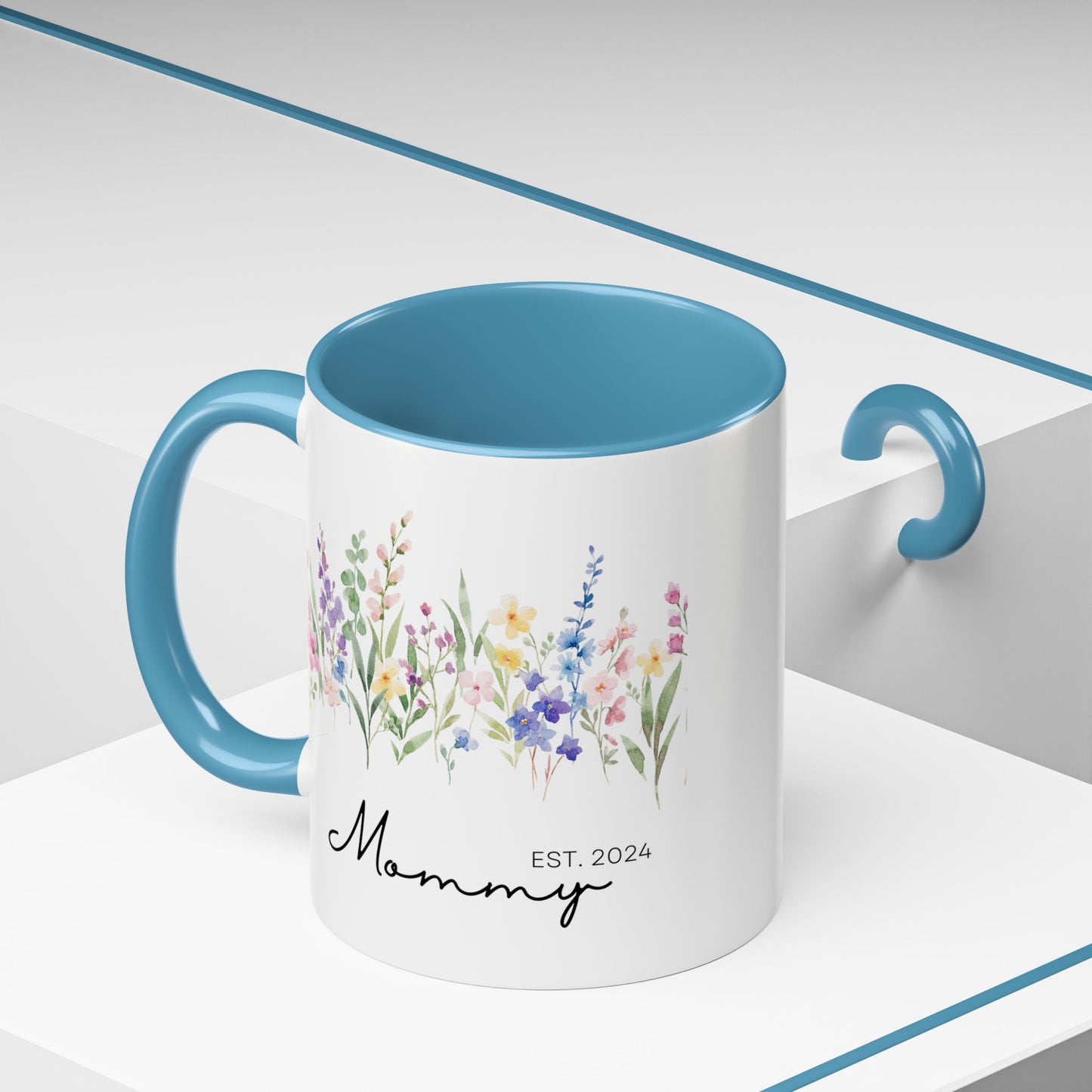 Personalized Mommy Coffee Mug - Floral Design, Perfect Gift for Mother's Day, EST. 2024