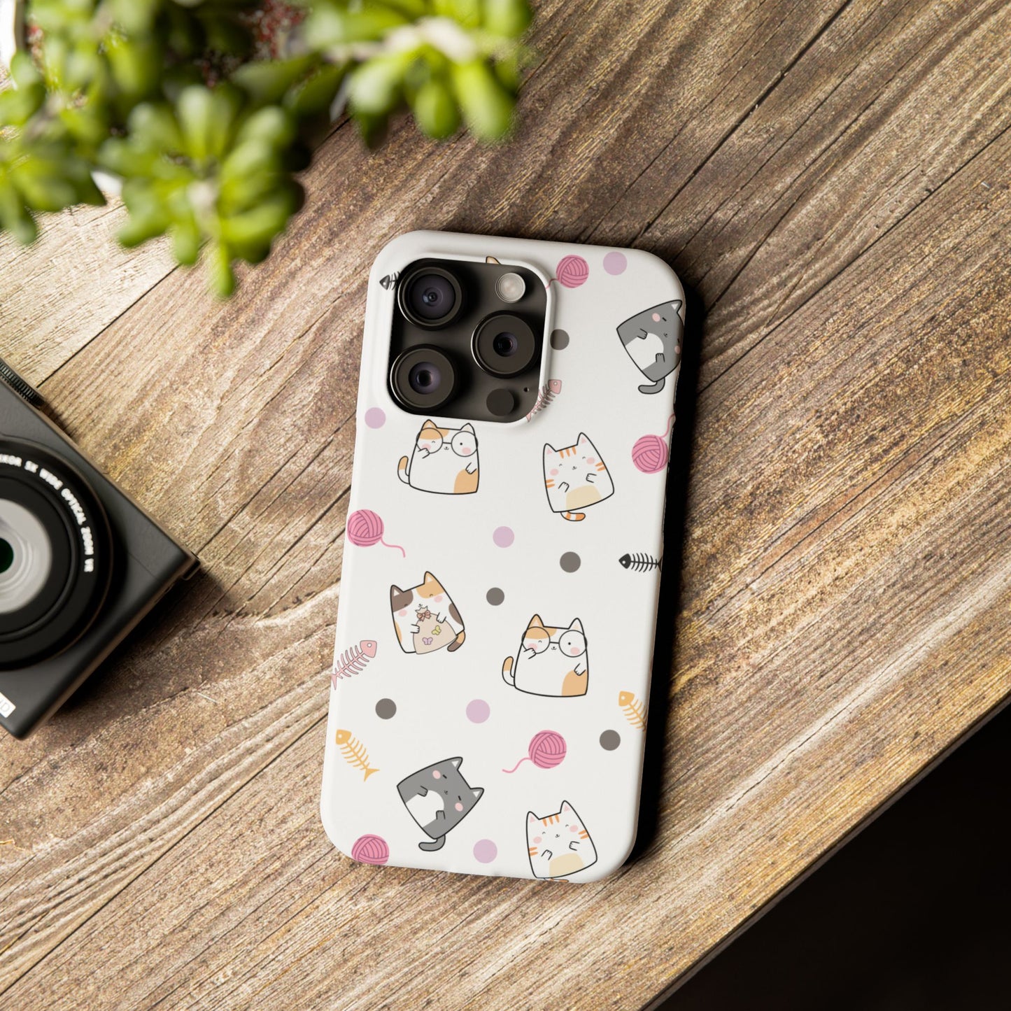 Cute Cat Pattern Slim Phone Case - Perfect for Cat Lovers