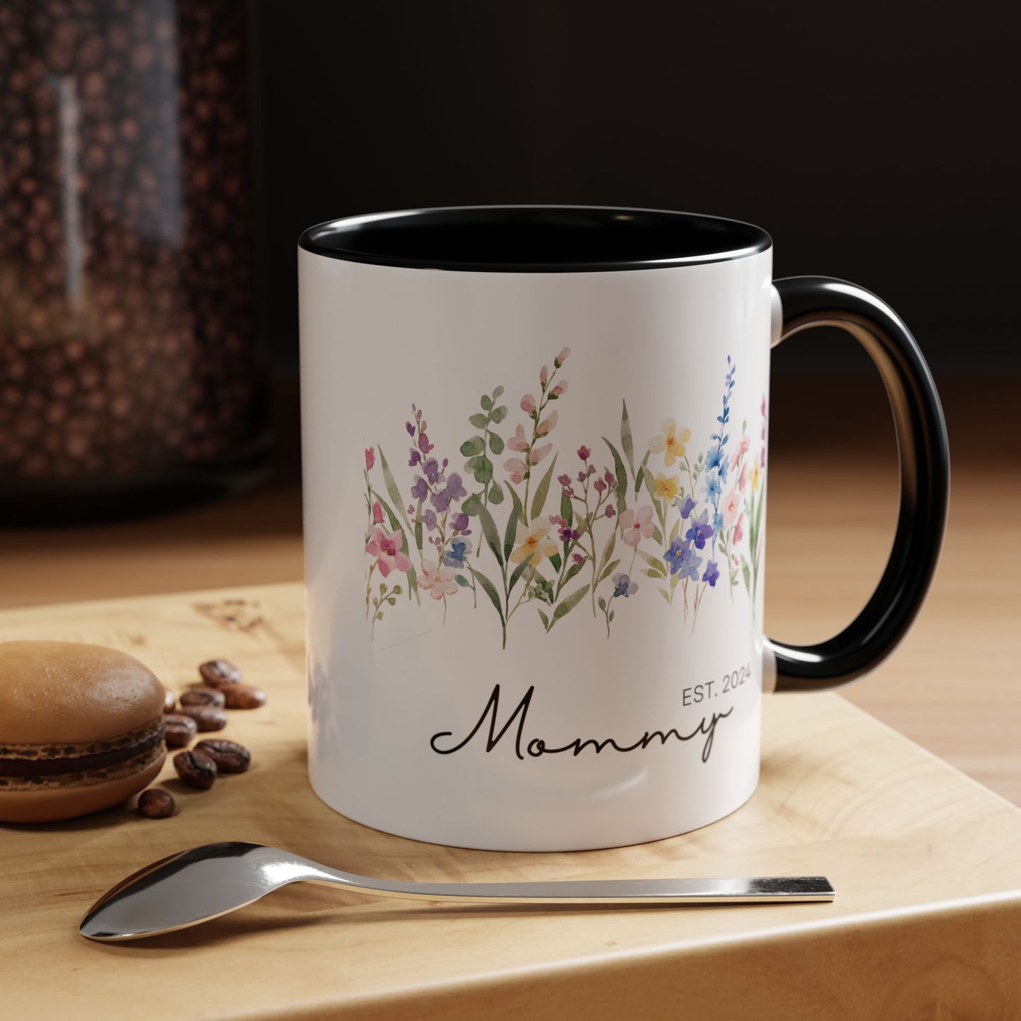 Personalized Mommy Coffee Mug - Floral Design, Perfect Gift for Mother's Day, EST. 2024