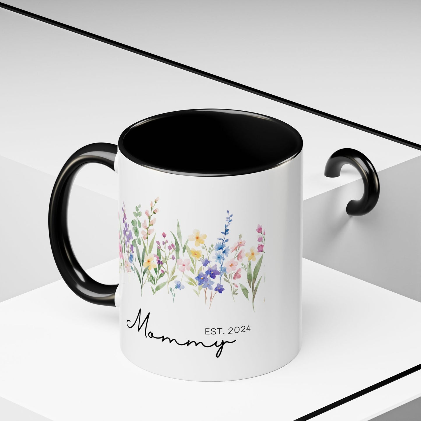 Personalized Mommy Coffee Mug - Floral Design, Perfect Gift for Mother's Day, EST. 2024