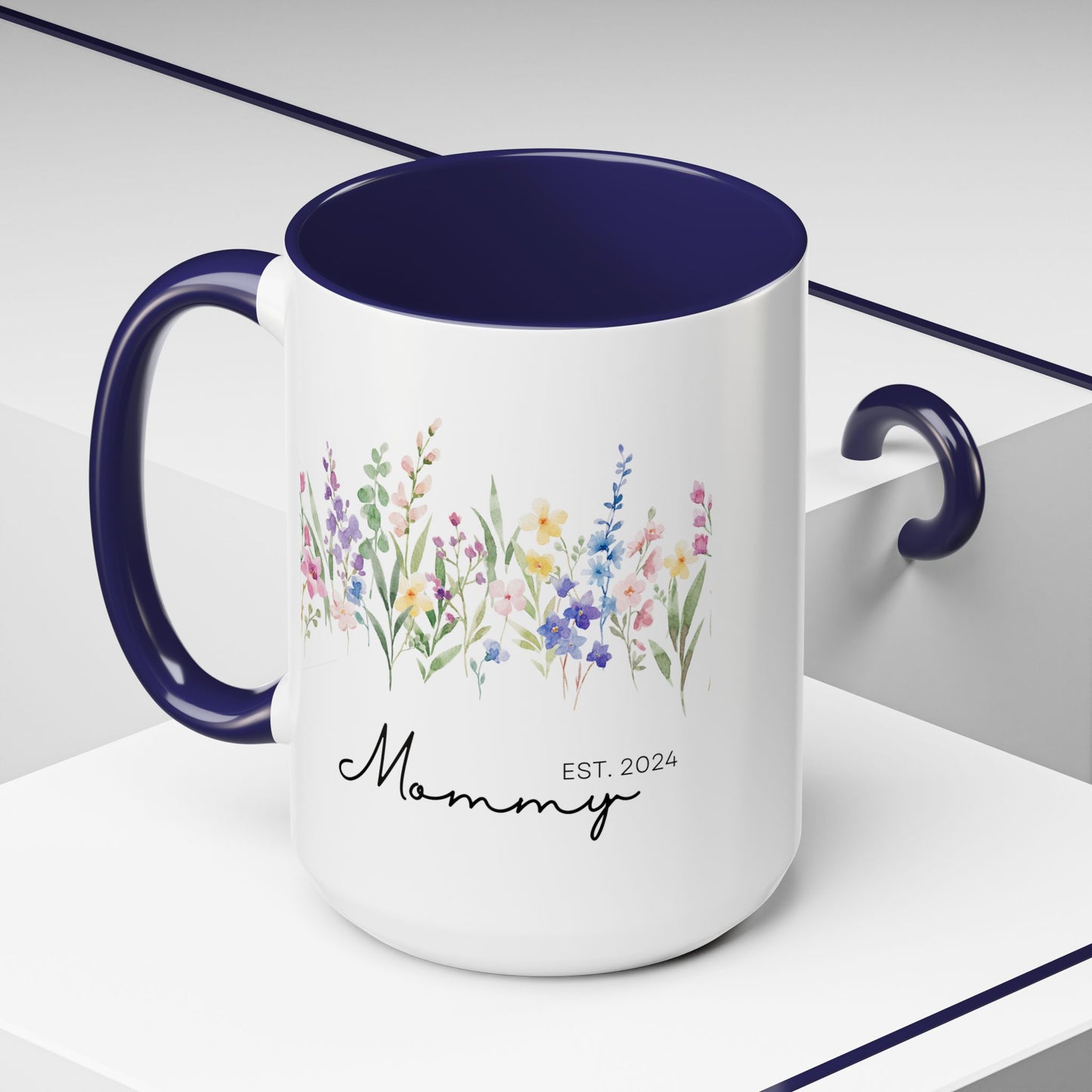 Personalized Mommy Coffee Mug - Floral Design, Perfect Gift for Mother's Day, EST. 2024