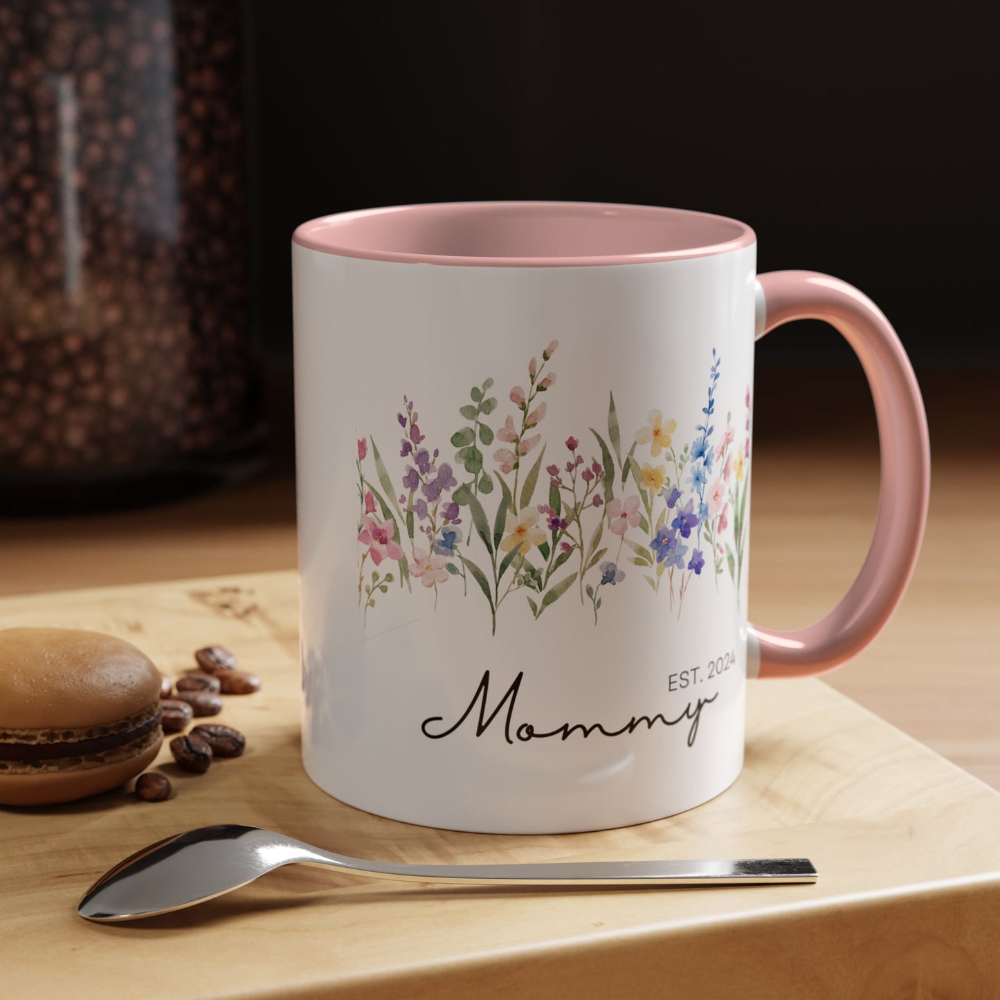 Personalized Mommy Coffee Mug - Floral Design, Perfect Gift for Mother's Day, EST. 2024