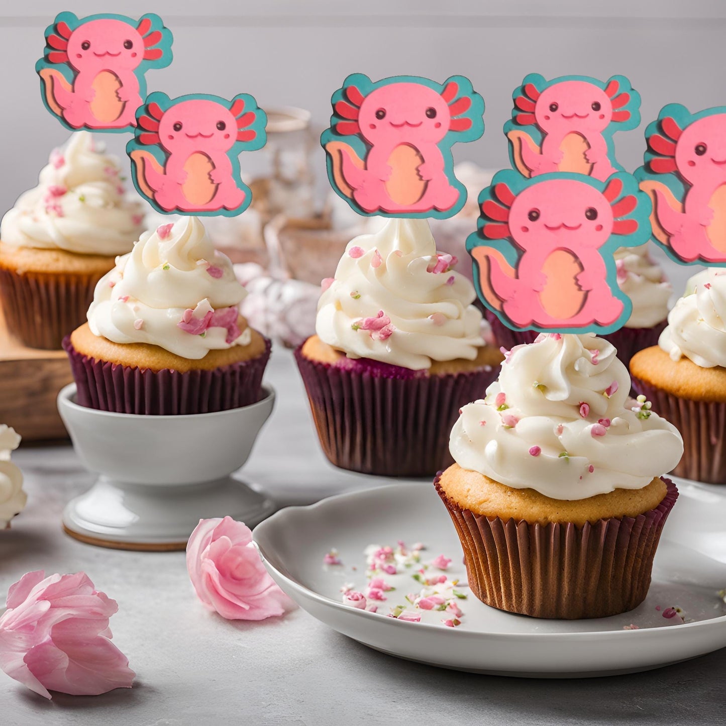 Axolotl Cupcake Toppers for birthday or any day celebrations!