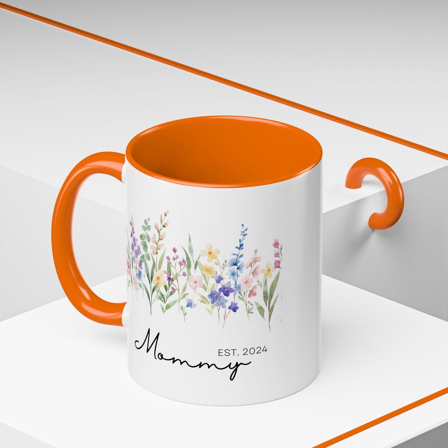 Personalized Mommy Coffee Mug - Floral Design, Perfect Gift for Mother's Day, EST. 2024