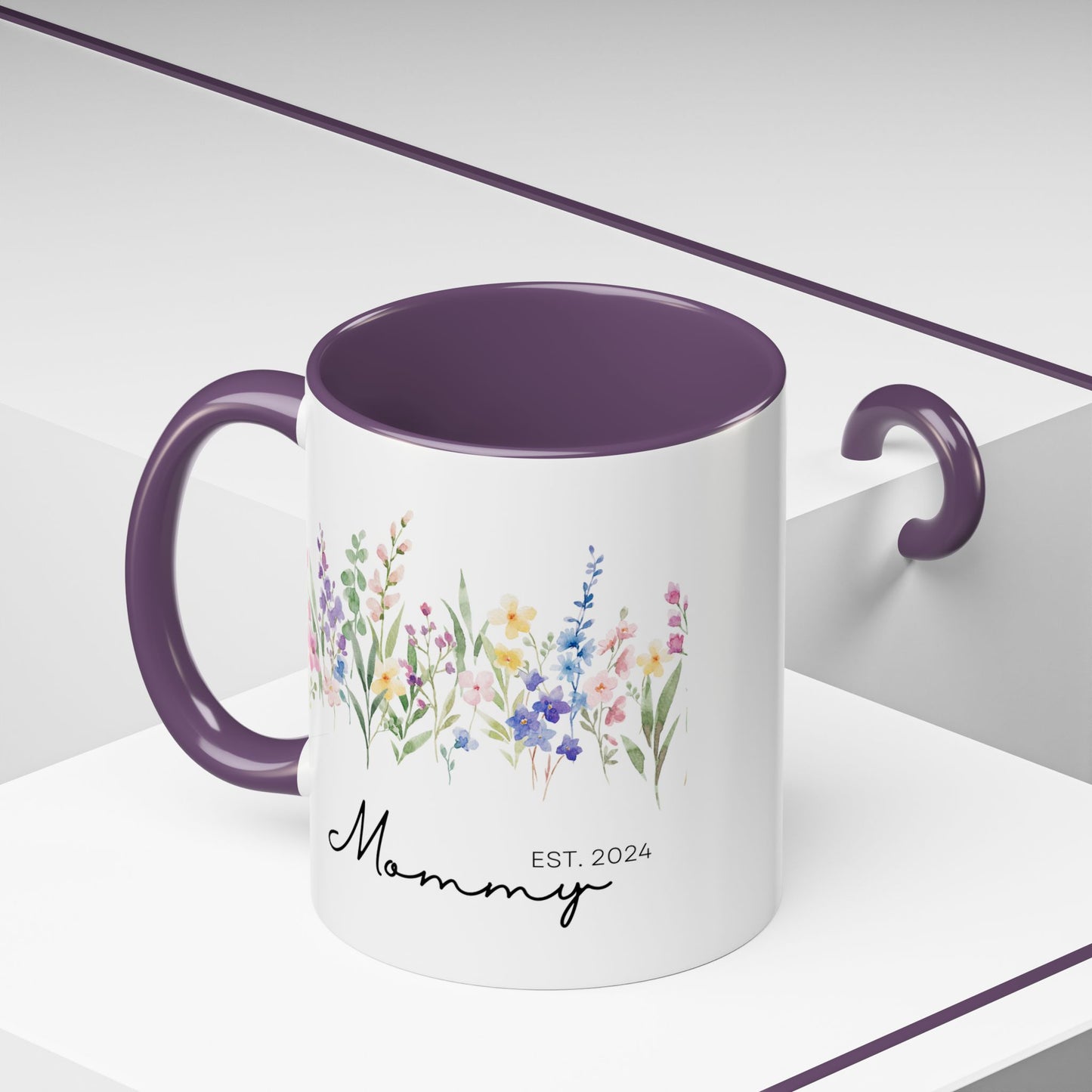Personalized Mommy Coffee Mug - Floral Design, Perfect Gift for Mother's Day, EST. 2024