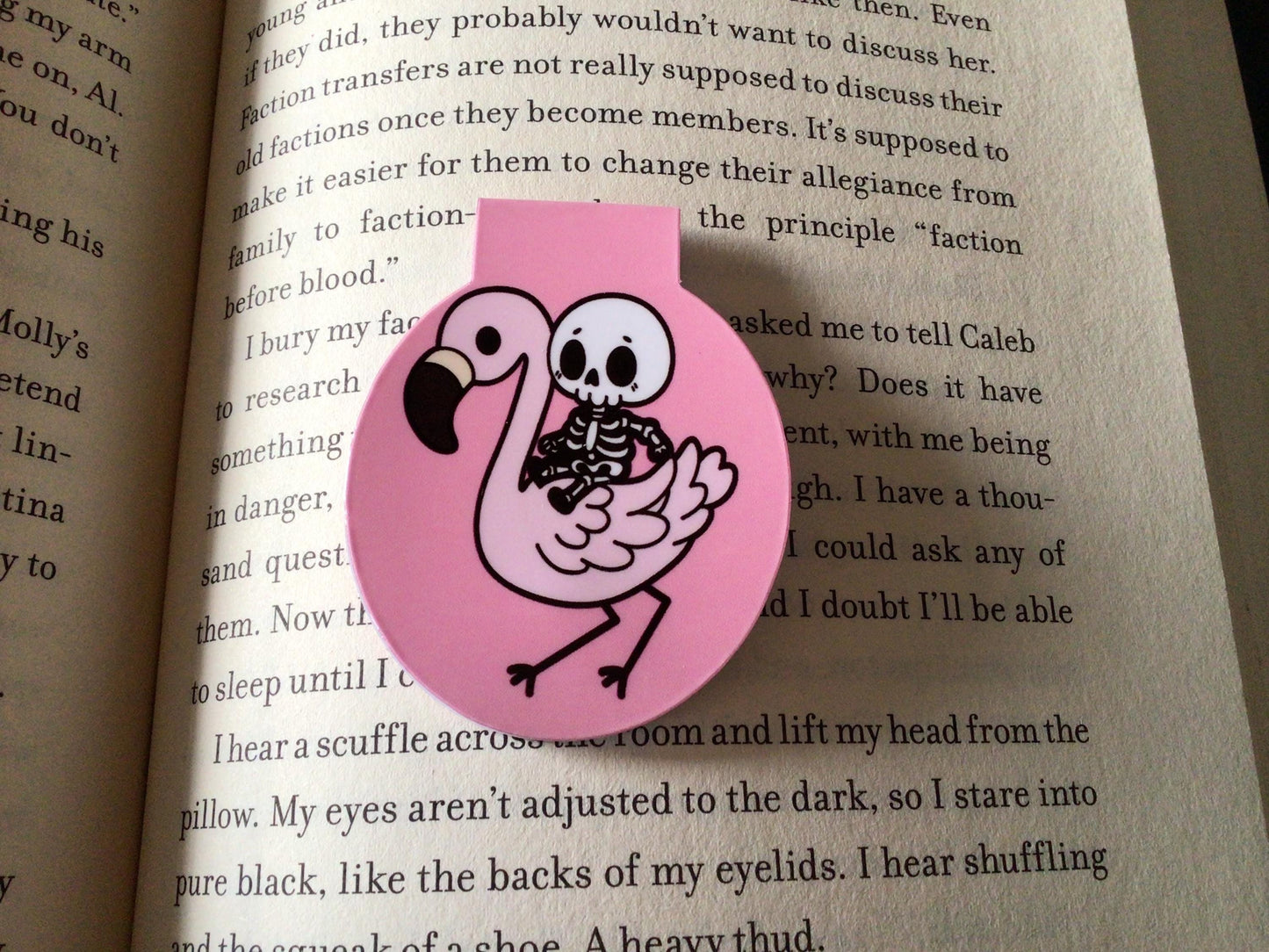 Skeleton Riding a Flamingo Magnetic Bookmark Gift for the Vacationer and Book Lover Read by the Pool