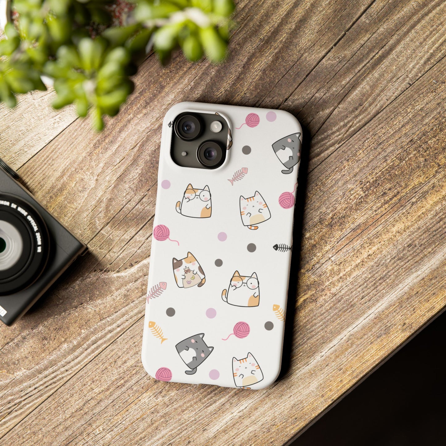 Cute Cat Pattern Slim Phone Case - Perfect for Cat Lovers