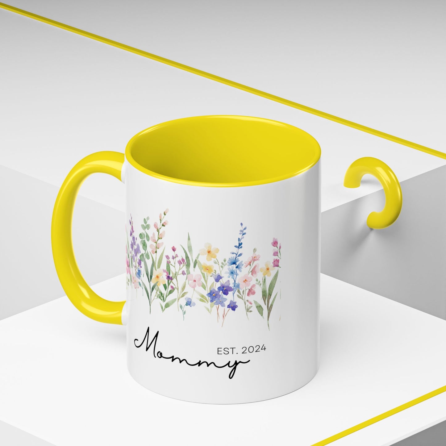 Personalized Mommy Coffee Mug - Floral Design, Perfect Gift for Mother's Day, EST. 2024