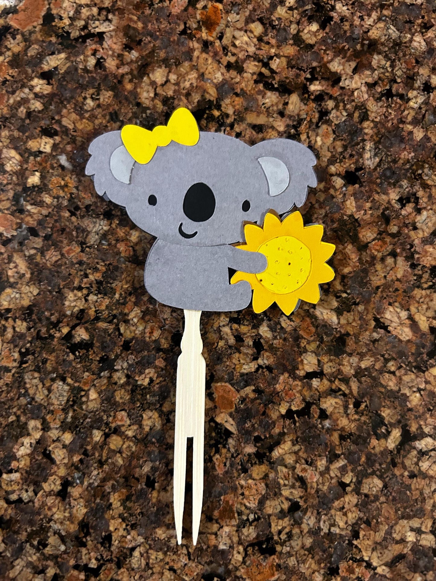 Koala Cupcake Toppers: Layered Paper, Bamboo Forks