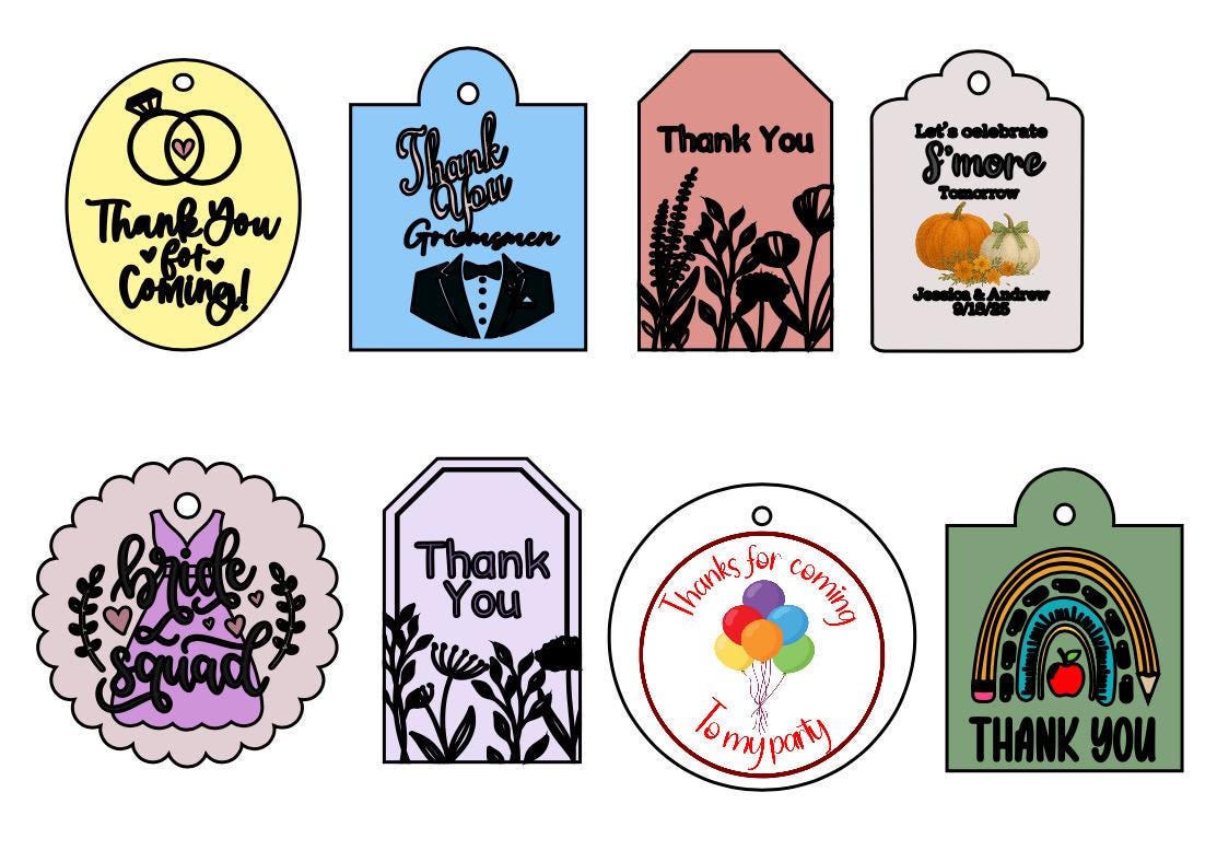 Personalized Tags for party favors - birthday, weddings, showers, bride’s maids / groom’s men gifts, holiday tags, etc. ,