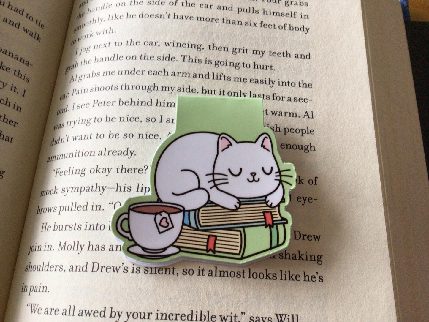 Sleepy Cat Magnetic Bookmark: Cozy Book Lover Gift