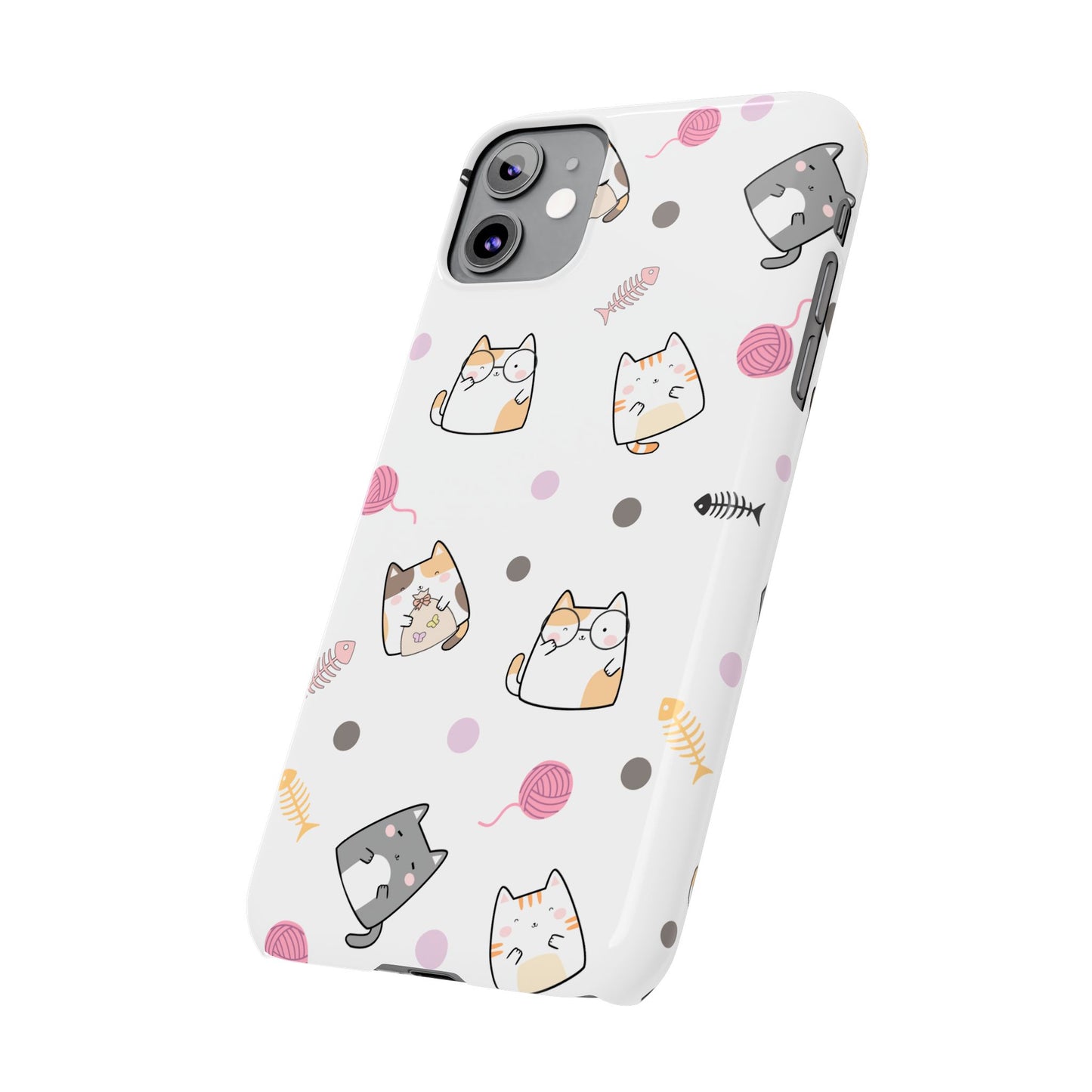 Cute Cat Pattern Slim Phone Case - Perfect for Cat Lovers