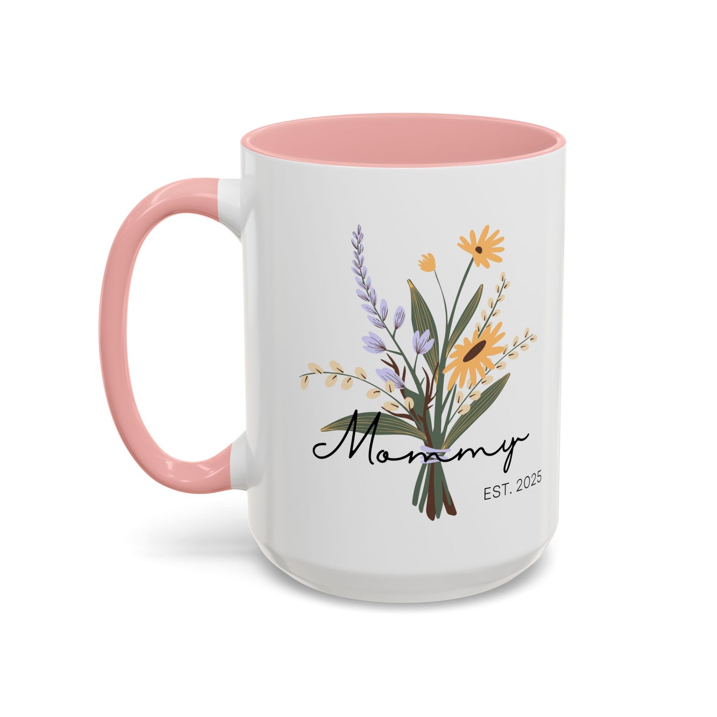 Mommy Est. 2025  Coffee Mug - Floral Design - Perfect Gift for Mother's Day