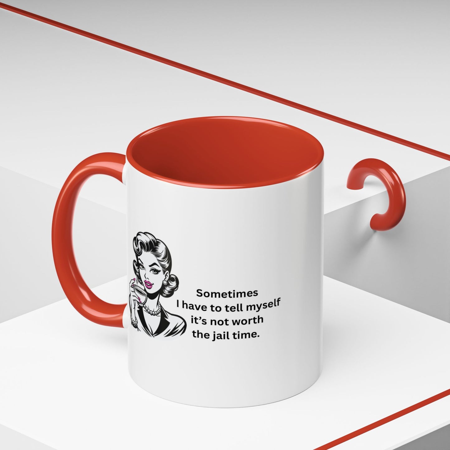 Sassy Retro Mug – “Sometimes I Have to Tell Myself It’s Not Worth the Jail Time” – Bold & Funny, Multi-Color