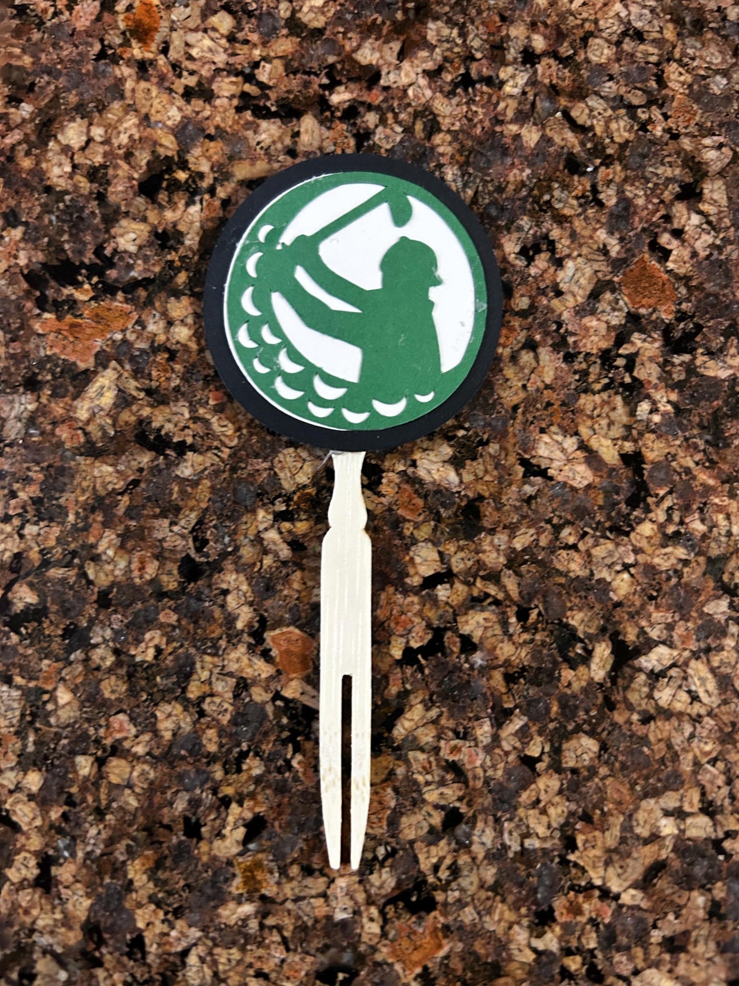 Golf-Themed Cupcake Toppers – Golf Cart, Ball, Bag & Shoes | Layered Paper with Bamboo Forks