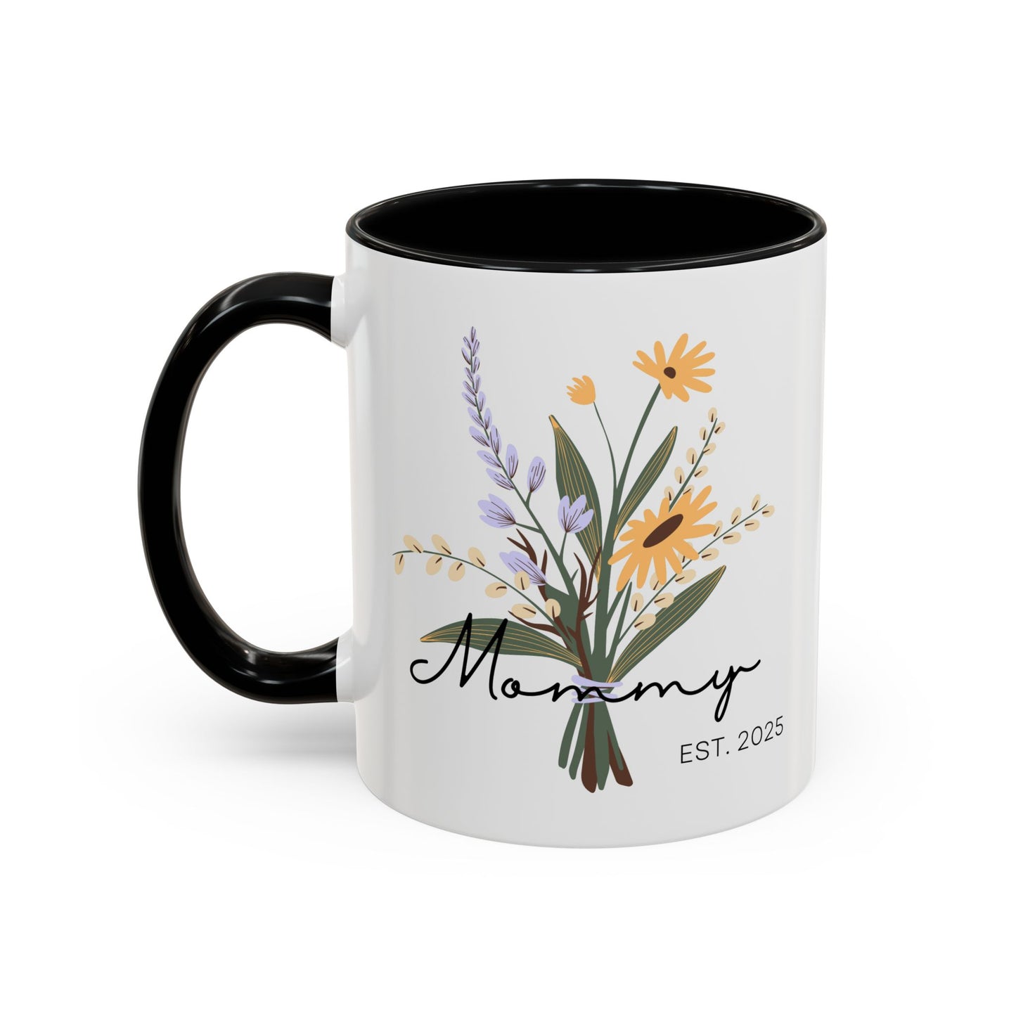 Mommy Est. 2025  Coffee Mug - Floral Design - Perfect Gift for Mother's Day
