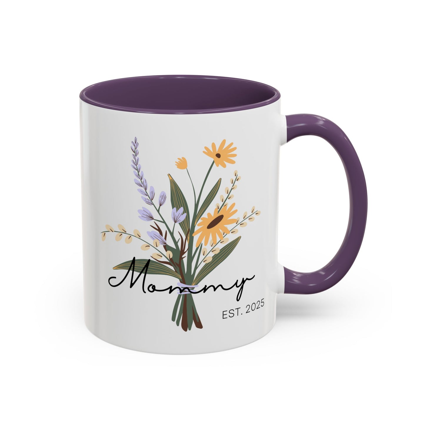 Mommy Est. 2025  Coffee Mug - Floral Design - Perfect Gift for Mother's Day