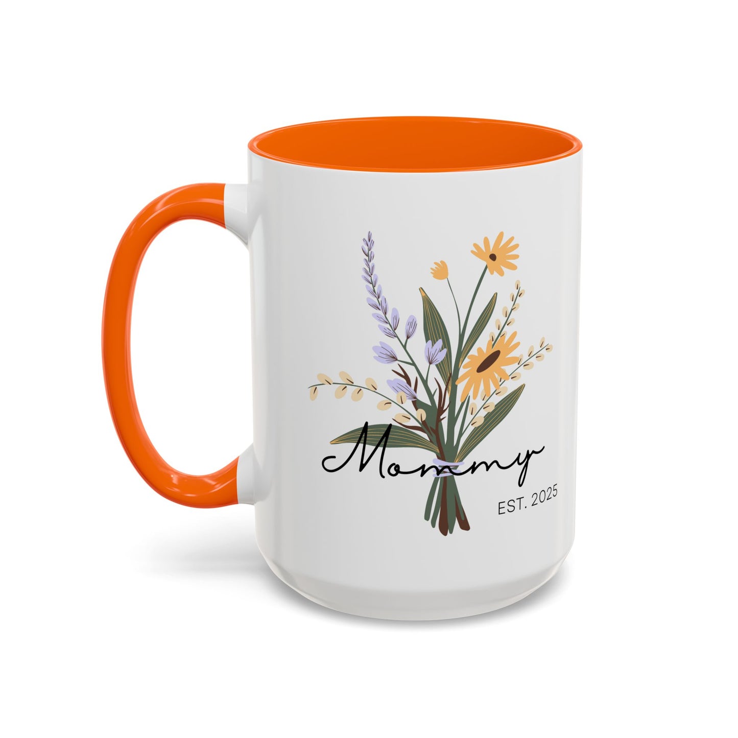 Mommy Est. 2025  Coffee Mug - Floral Design - Perfect Gift for Mother's Day