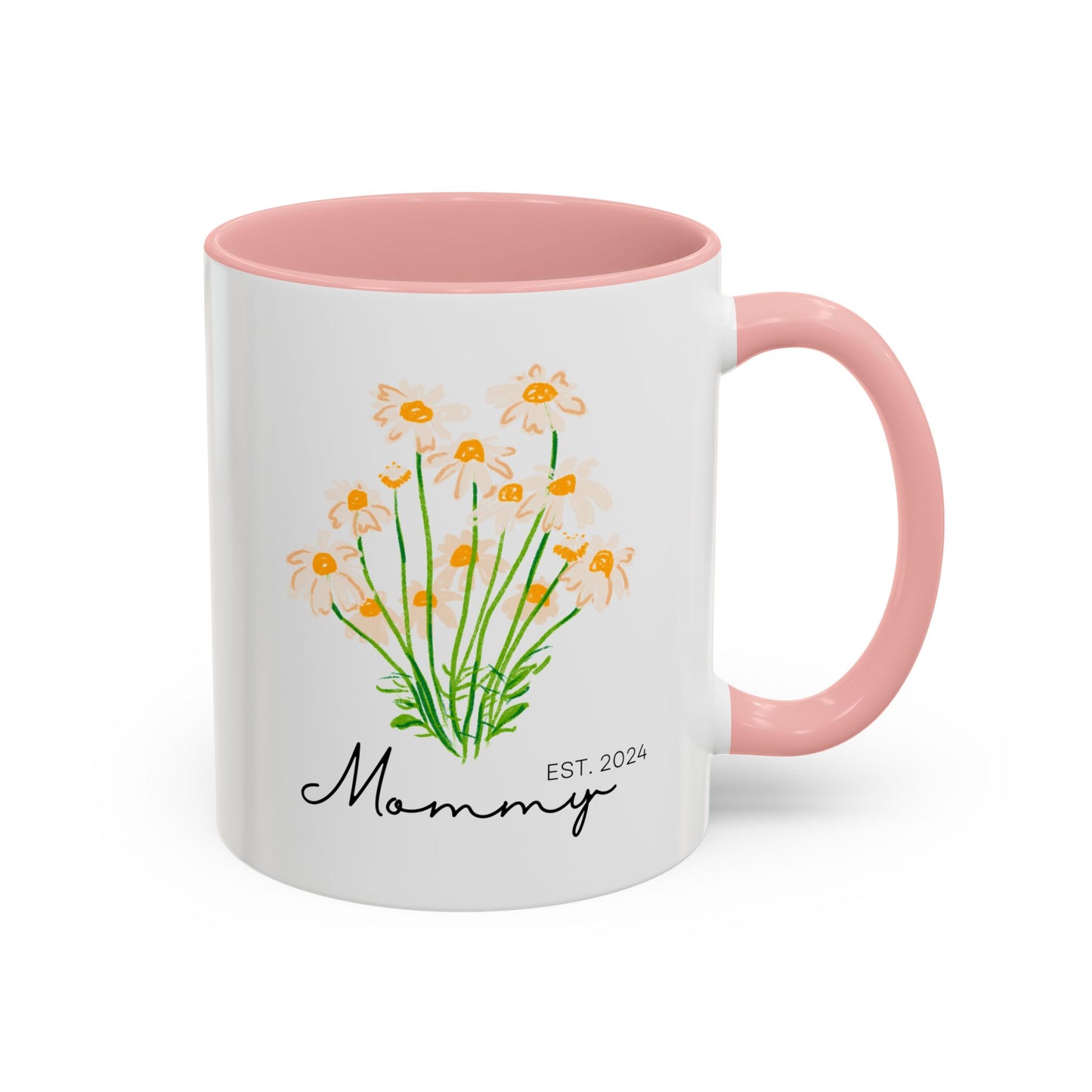 Personalized Mommy Est. 2024 Coffee Mug - Floral Design - Perfect Gift for Mother's Day