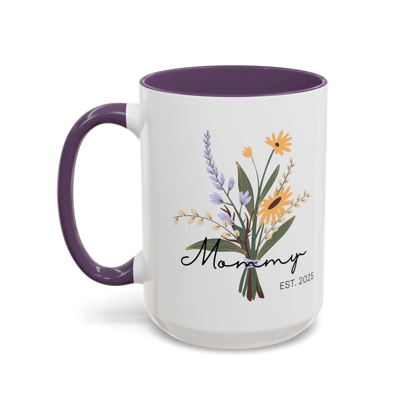 Mommy Est. 2025  Coffee Mug - Floral Design - Perfect Gift for Mother's Day