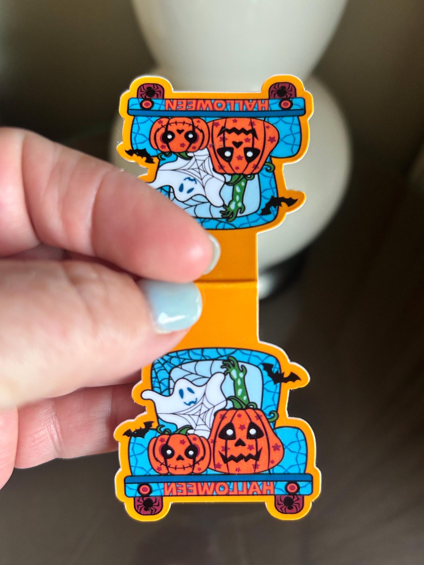 Halloween Magnetic Bookmark: Ghost, Jack-o'-Lanterns, Fall Truck