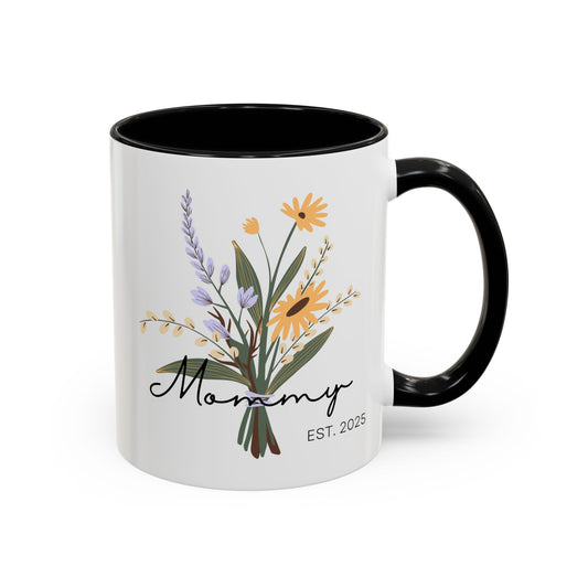 Mommy Est. 2025  Coffee Mug - Floral Design - Perfect Gift for Mother's Day