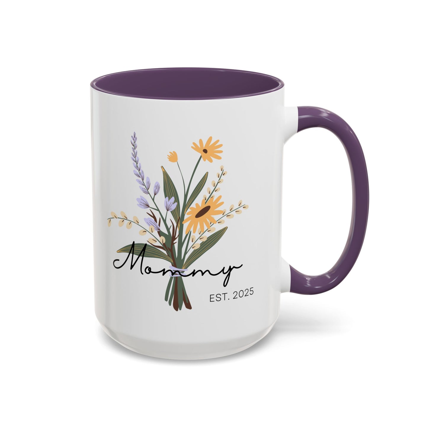 Mommy Est. 2025  Coffee Mug - Floral Design - Perfect Gift for Mother's Day