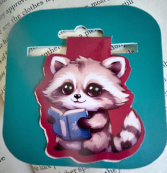 Raccoon Magnetic Bookmark: Animal Page Marker, Book Lover Gift