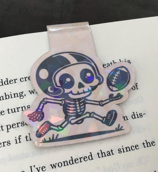 Skeleton Football Player Magnetic Bookmark – Halloween Sports Gift