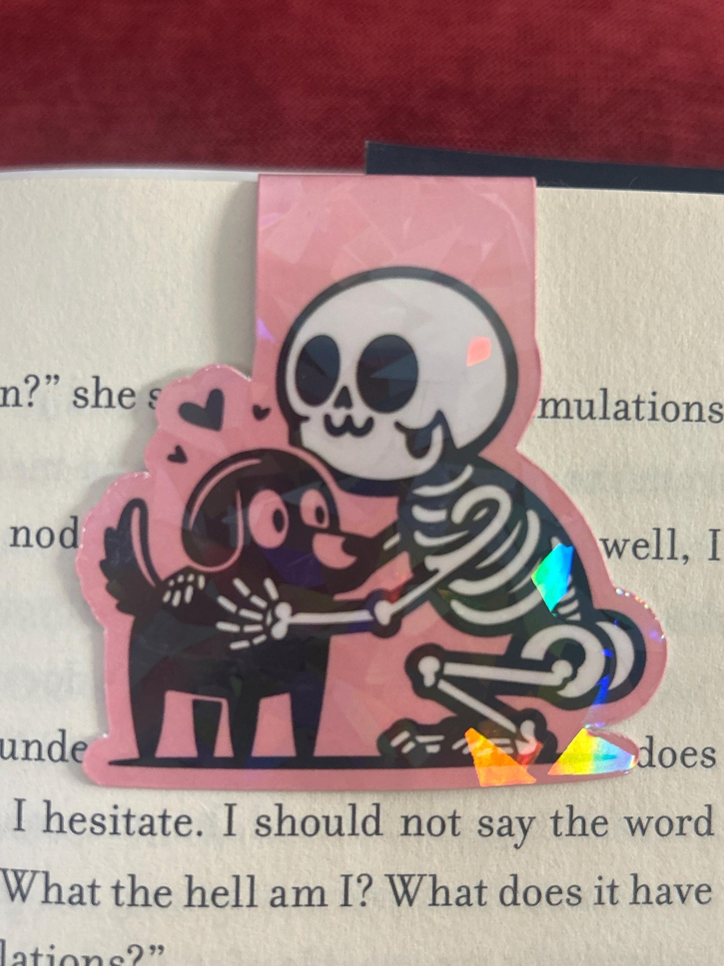 Skeleton and Dog Magnetic Bookmark: Reading Gift