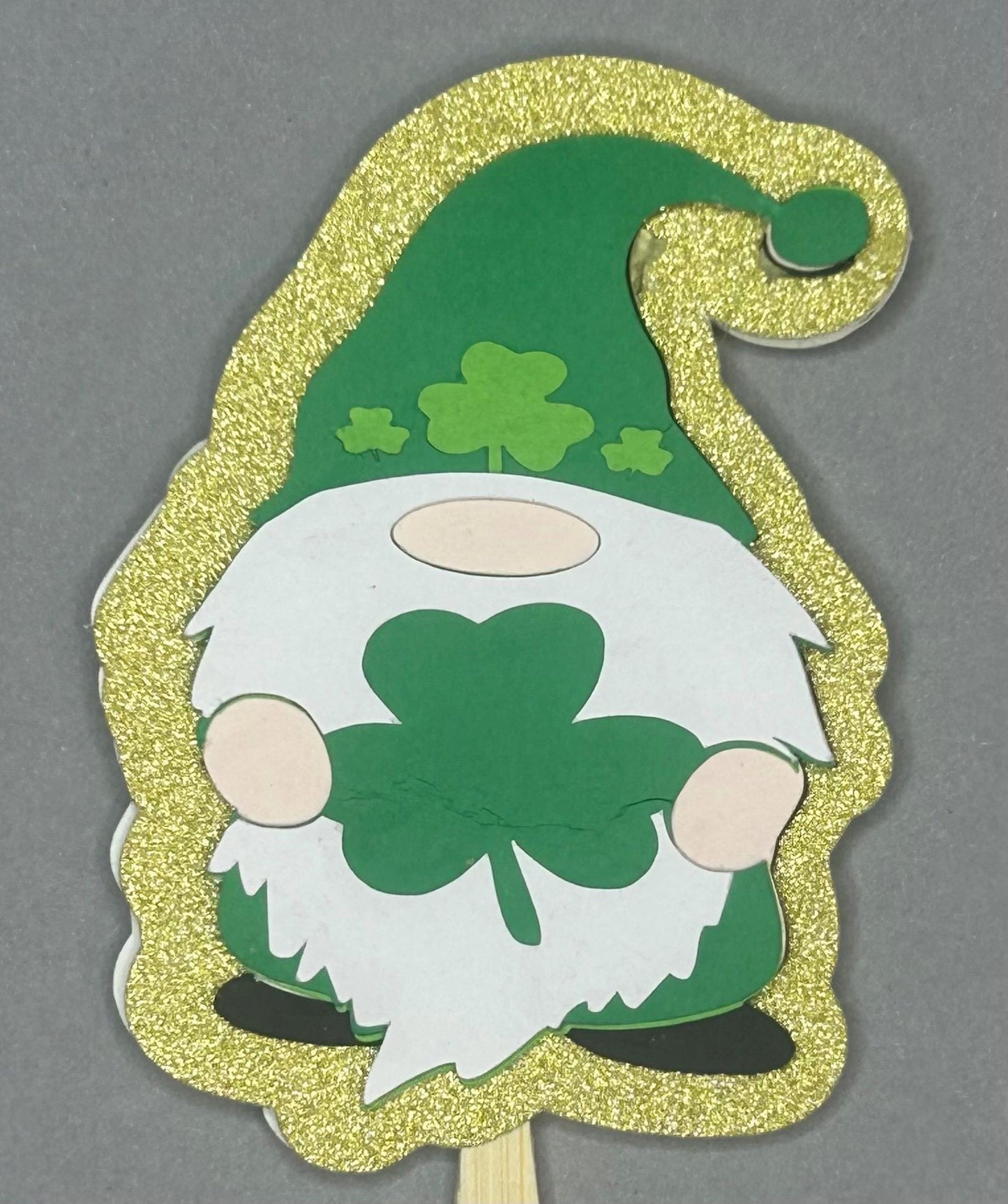 St. Patrick's Day Cupcake Toppers: Layered Paper, Bamboo Fork