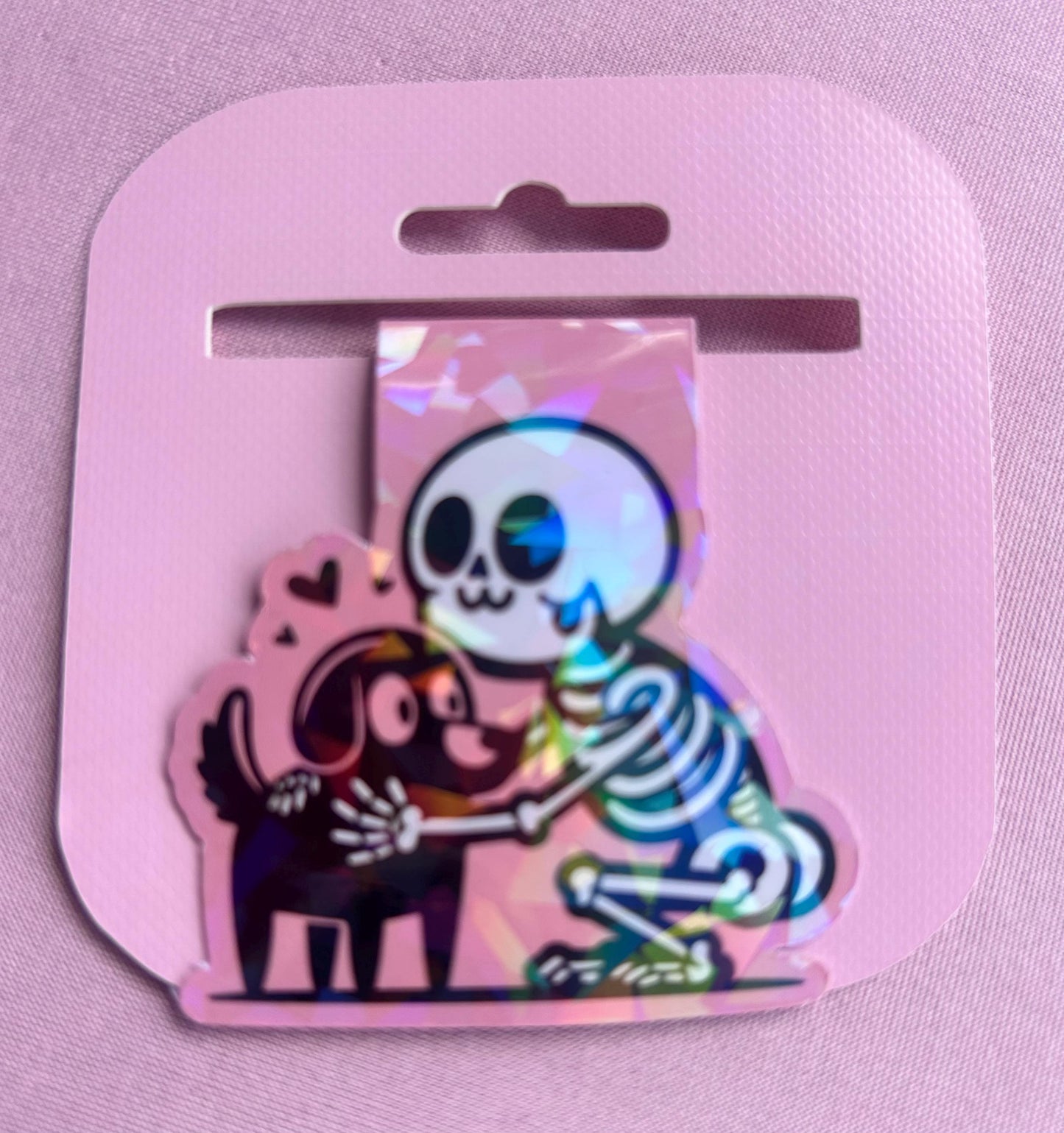 Skeleton and Dog Magnetic Bookmark: Reading Gift