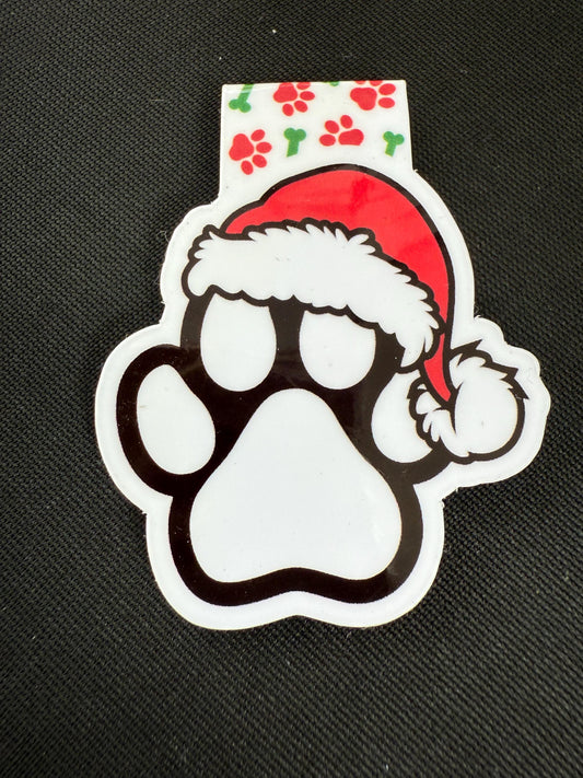 Christmas Dog Paw Magnetic Bookmark: Holiday Stocking Stuffer