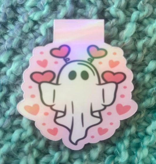 Adorable Ghost Magnetic Bookmark – Cute Halloween Book Lover Gift – Pink Ghost Planner Clip – Girly Stationery – Creepy Cute Page Marker